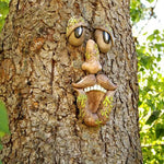 masque arbre résine yeux plastique moustache barbe artisanal jardin décoration pastorale naturelle