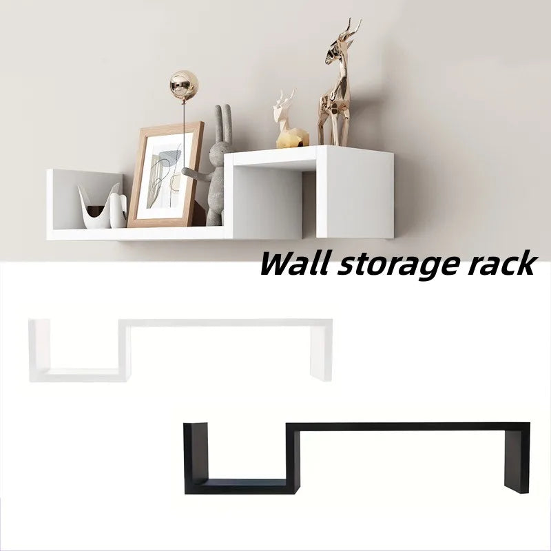 étagère murale bois blanc noir moderne minimaliste salon cuisine réutilisable plat lisse fixation invisible
