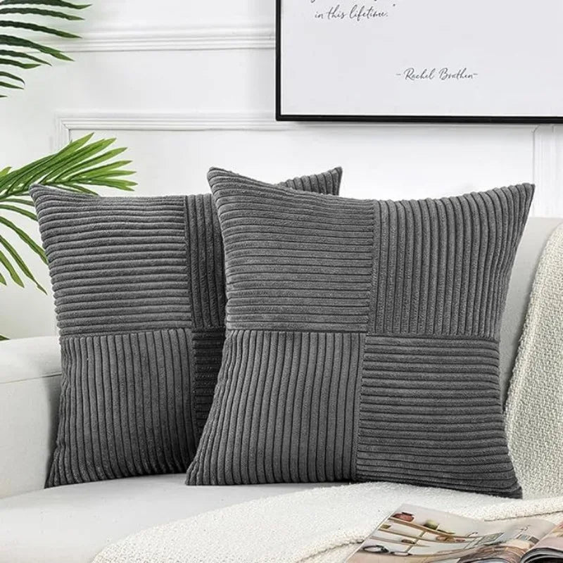 housses coussin polyester rayées modernes non toxiques opaques couleur beige marronclair blancvertmarine chambre