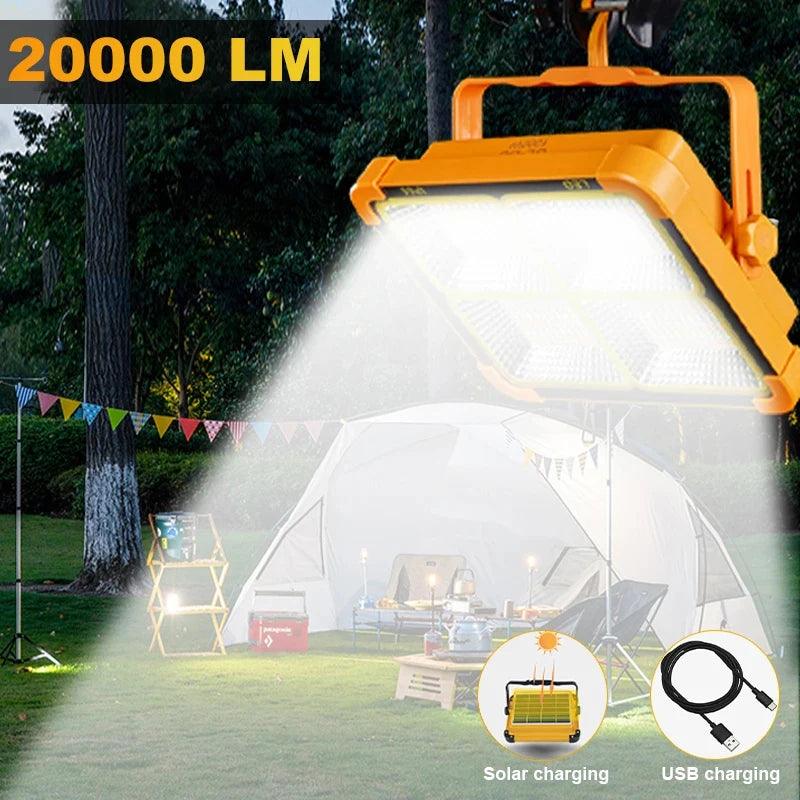 projecteur solaire rechargeable led extérieur ip66 portable urgence camping