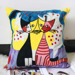 taies d'oreiller multicolores brodées motif abstrait moderne coussin décoratif carré linge coton 45x45cm
