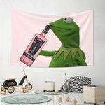 tapisserie murale moderne dessin animé vert rose noir blanche pop art