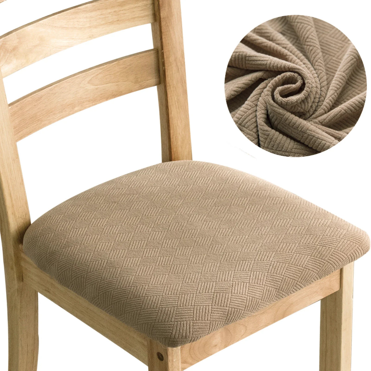 housse chaise moderne rayées diagonales élasthanne polyester beige sécurisée liens