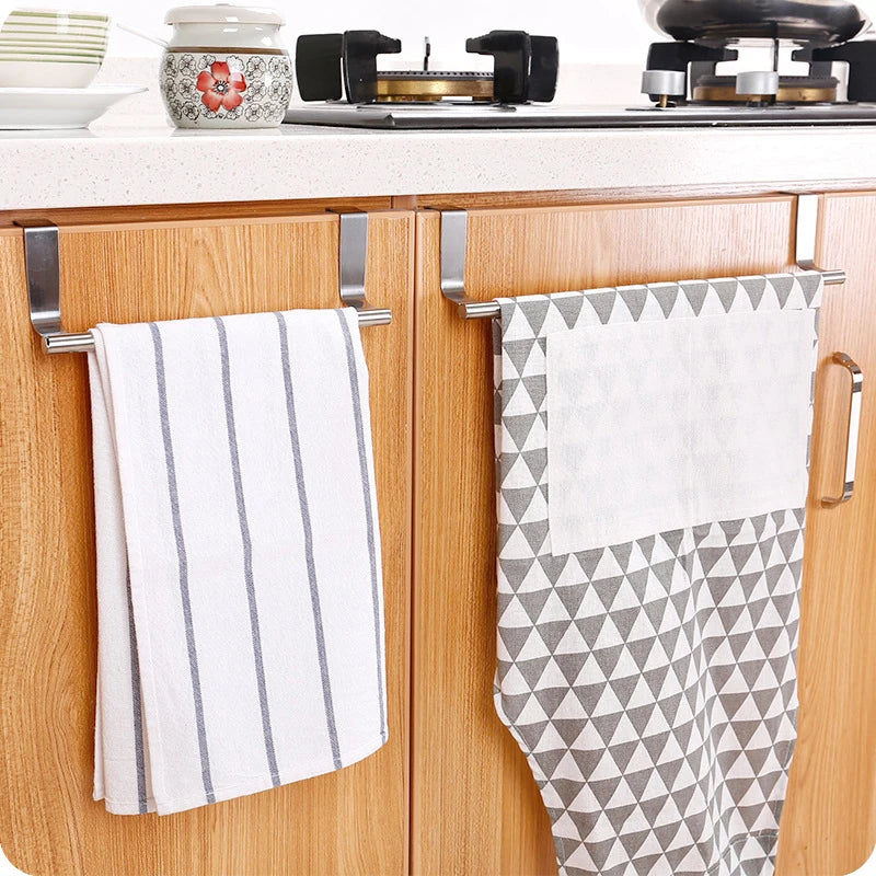 porte serviettes mural acier inoxydable moderne clips cuisine rayures grises geometriques