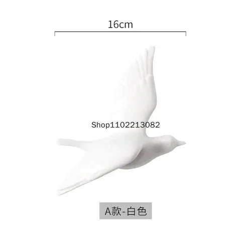 décoration murale moderne or argent blanc oiseaux céramique adhésif minimaliste