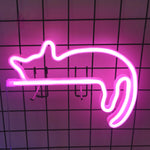 néon chat forme animaux chambre veilleuse led rose blanc moderne adhésif mur opaque