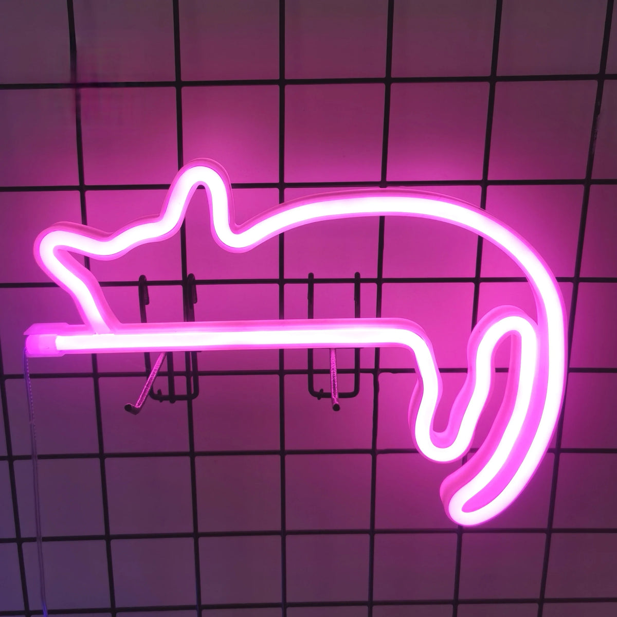 néon chat forme animaux chambre veilleuse led rose blanc moderne adhésif mur opaque