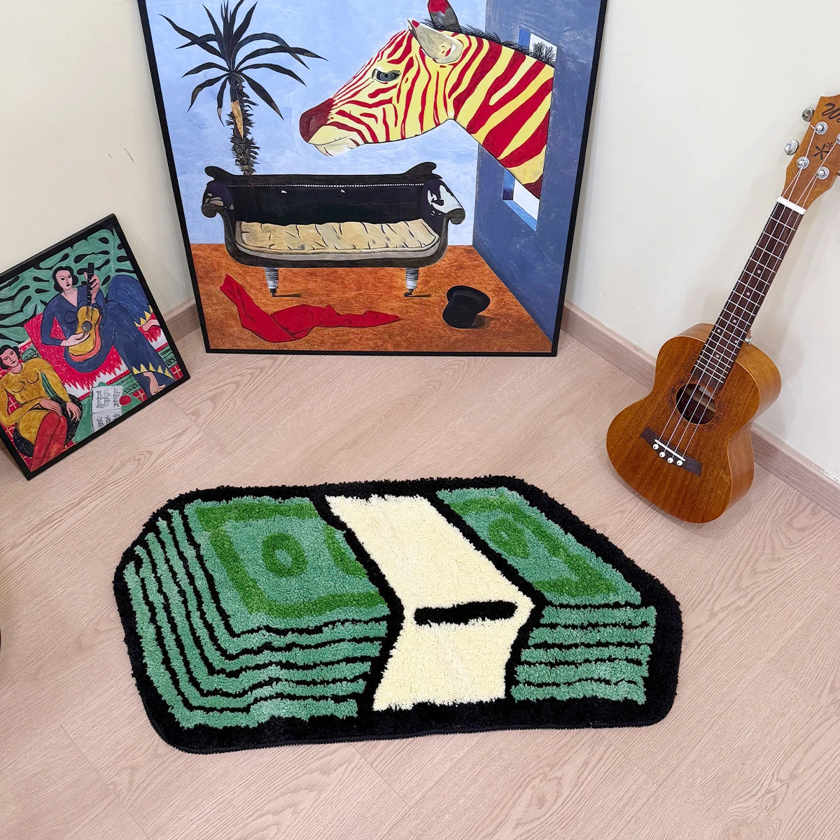 tapis vert billets animal compagnie polyester antidérapant moderne extérieur intérieur plage cuisine
