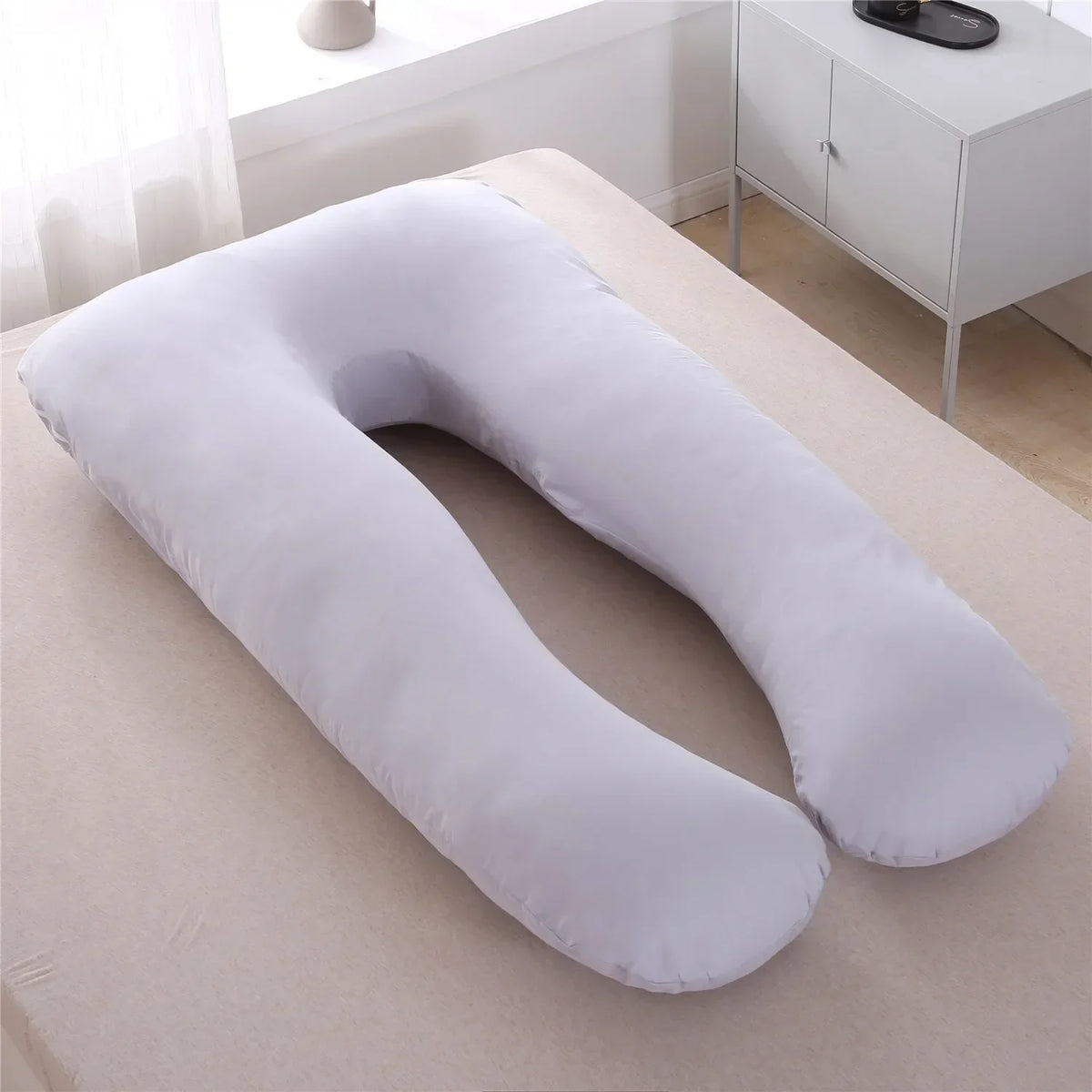 coussin maternité bleu clair forme polyester coton massage voyage literie allaitement