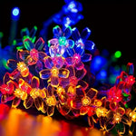 guirlande lumineuse solaire fleurs bleu multicolore moderne décoration extérieure jardin balcon festif