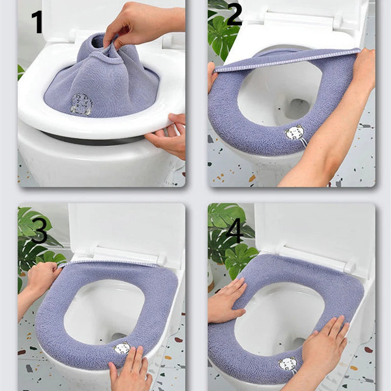 couvre siège toilette violet orange rose bleu microfibre douce adhésif motifs animaux écureuil castor