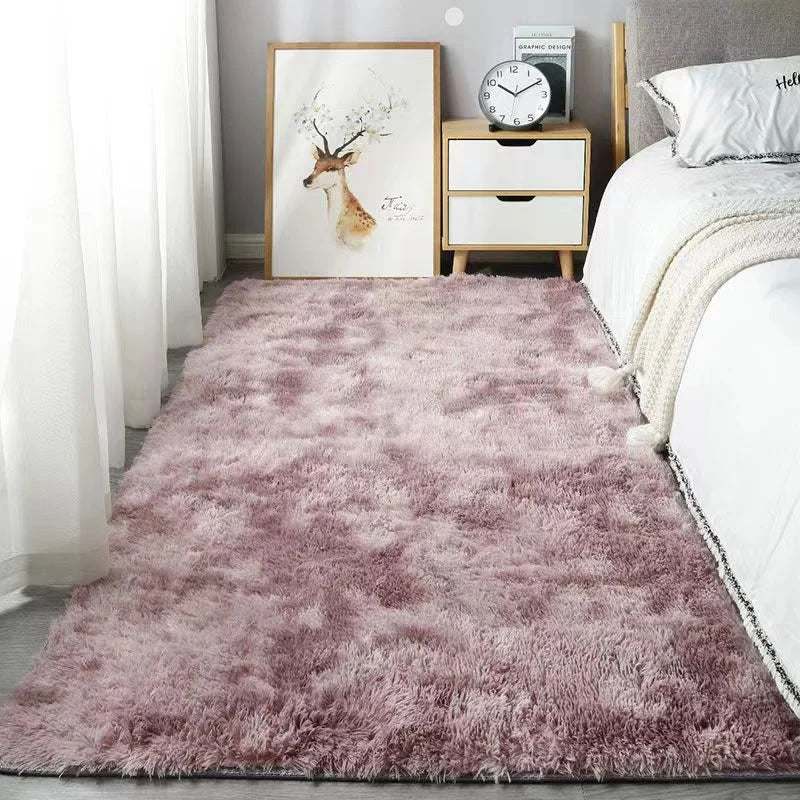 tapis moderne doux uni polyester lavable main machine antidérapant shaggy chambre sofa living room