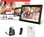 cadre photo numerique 10.1 pouces noir blanc moderne wifi ecran tactile ips hd 1280x800