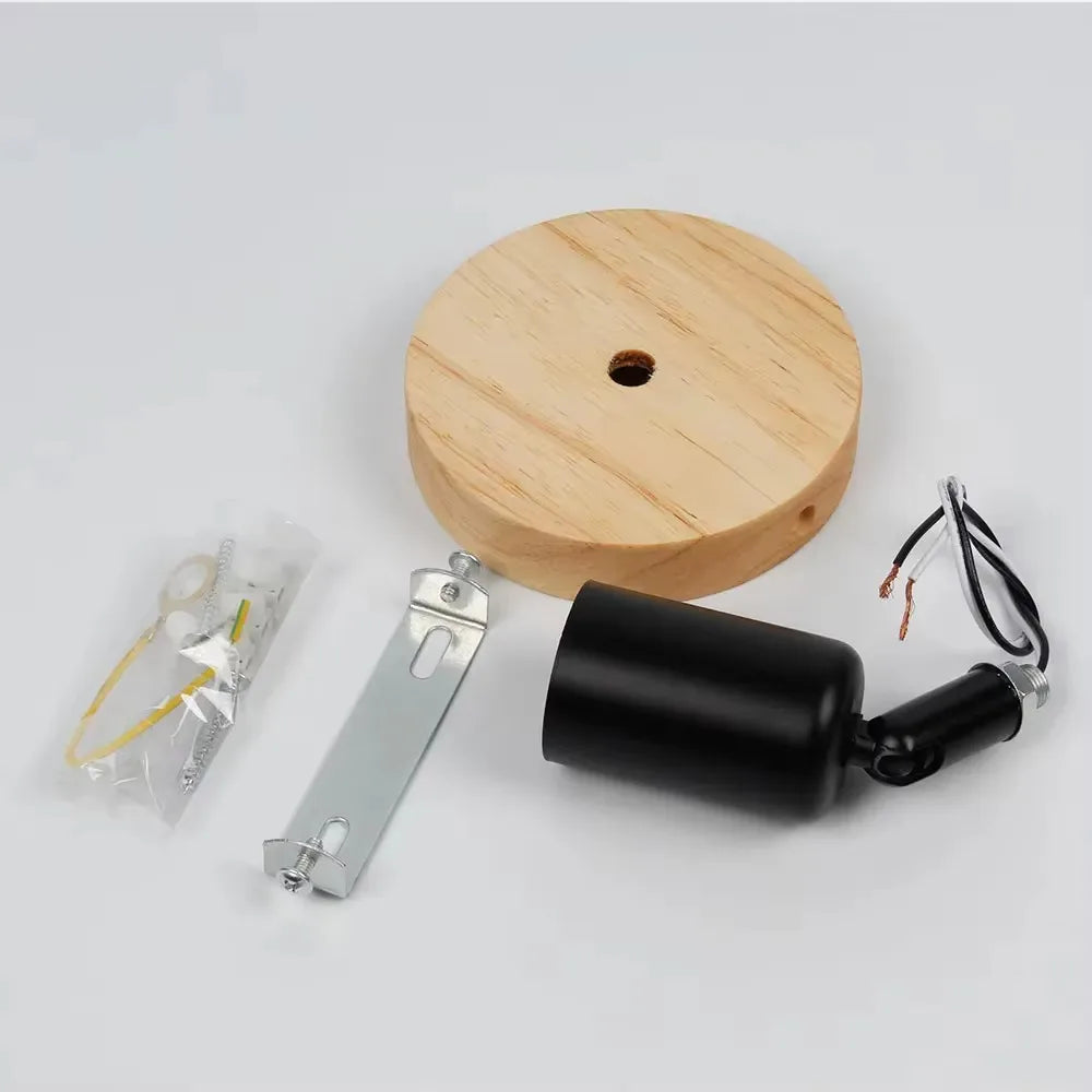 lampe murale moderne bois blanc noir minimaliste fixations vis chambre salon étude entree