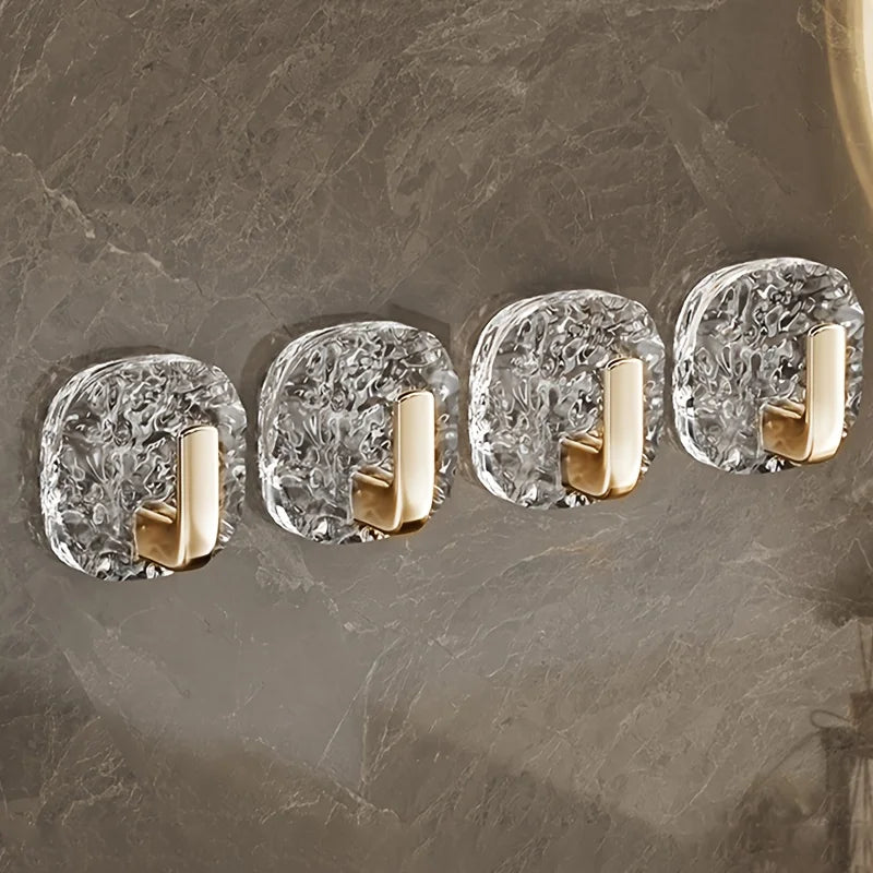 crochets muraux argenté doré texture marbrée moderne adhésif serviette bijoux savon salle bain