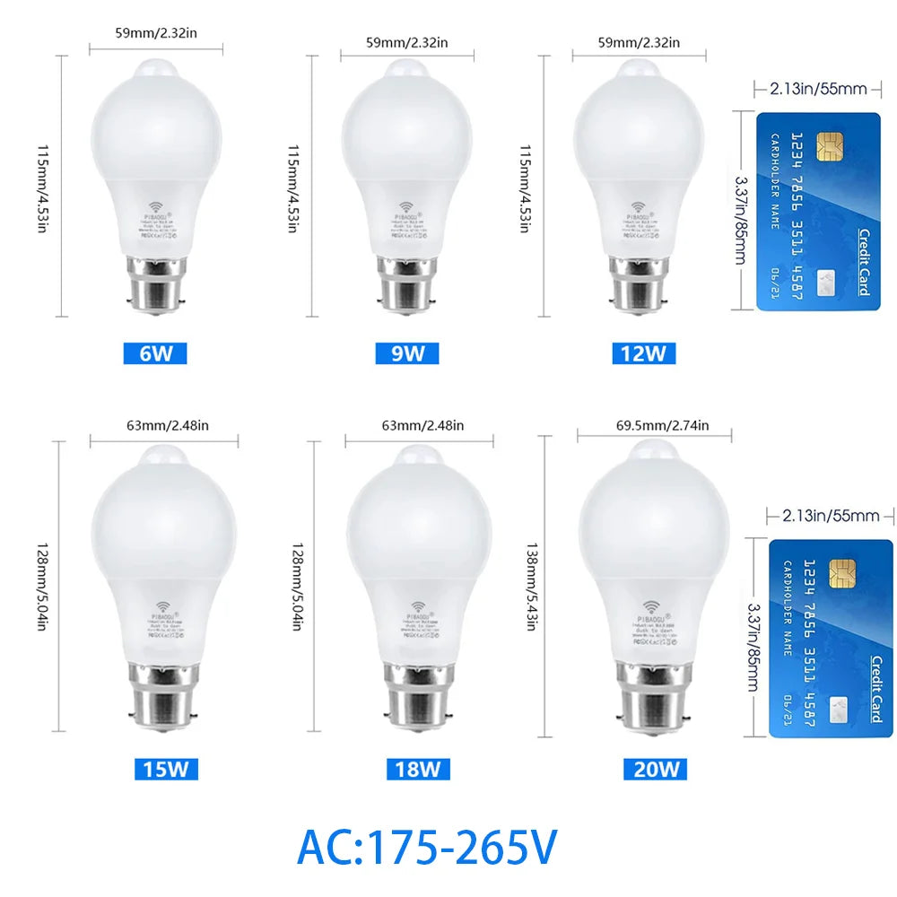 ampoule led b22 radar mouvement détecteur infrarouge auto allumage blanc moderne jardin 20w 18w
