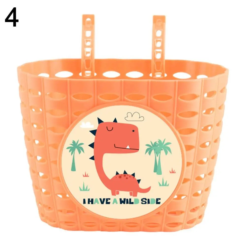 panier vélo enfant cartoon stickers motifs animaux bleu clair orange noir rose clips
