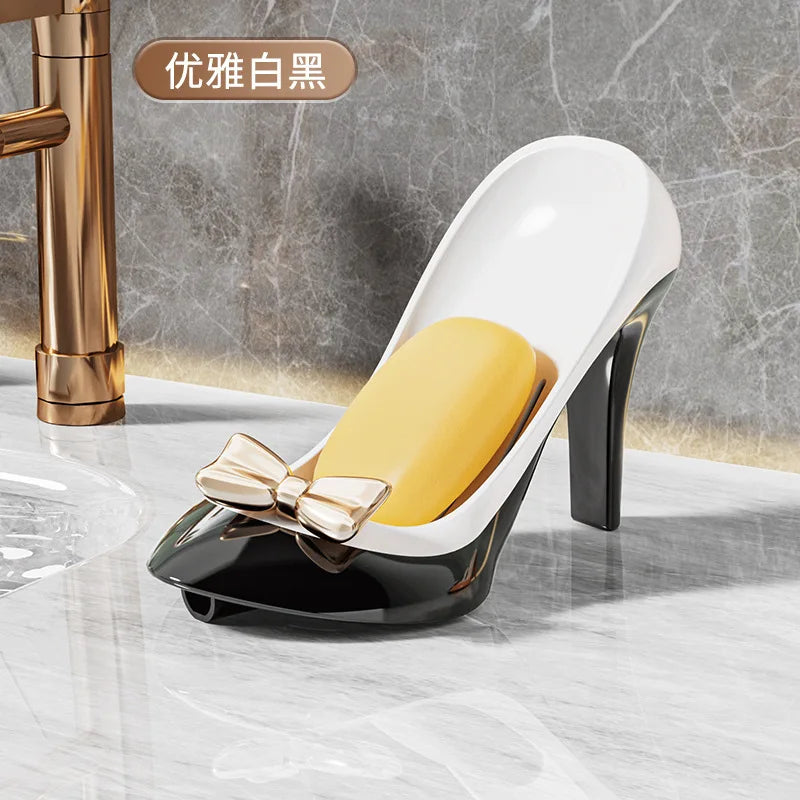 porte savon sabot talon rose noir brillant transparent moderne salle bain