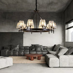 lustre moderne industriel verre taillé noir transparent suspension led abat jour cristal k9