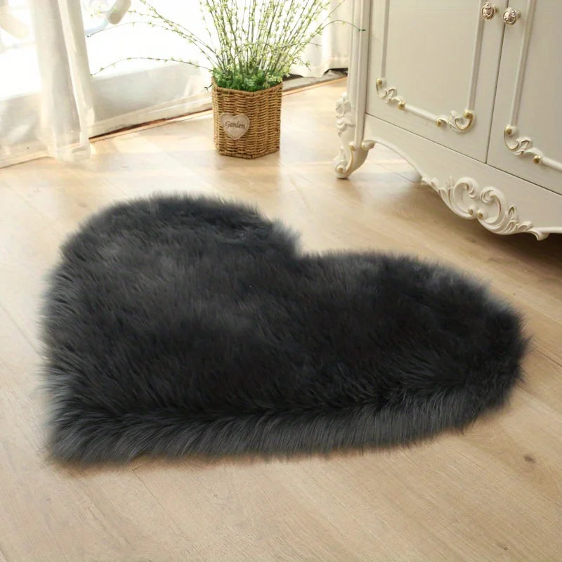 tapis peluche coeur rouge gris violet bleu moderne doux 50x60cm maison décoration chambre salon