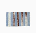 tapis rayé polyester bleu clair moderne marron blanc salon chambre doux 40x60cm