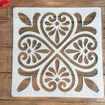 pochoir stencil blanc noir ornamental floral artisanal decoratif 32cm 32cm