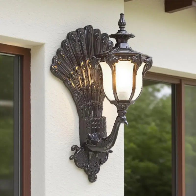 applique murale noire plume paon classique ip65 led éclairage maison moderne aluminium