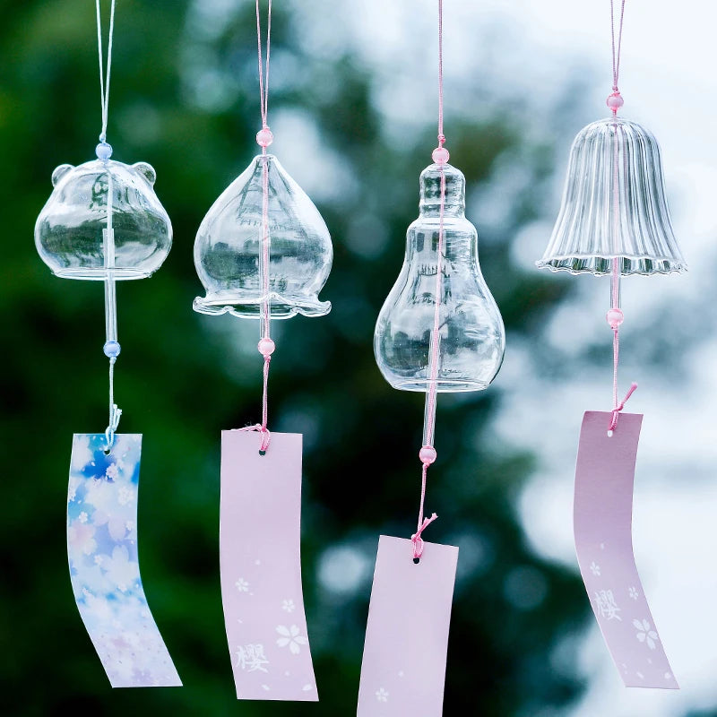 cloches vent verre transparentes moderne cordelette étiquettes coloréesextérieur decoration jardinartisanaux peint main