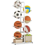 support balles sport multifonctionnel moderne blanc doré noir respectueux l'environnement cinq niveaux saloniaux utilisation