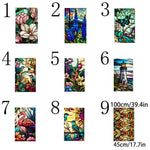 décoration fenêtre fleurs oiseaux art deco adhésive multicolore résistante usure pvc transparente