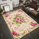 tapis floral rouge fleurs feuilles bordure ornée polypropylène polyester antidérapant extérieur intérieur chambre salon