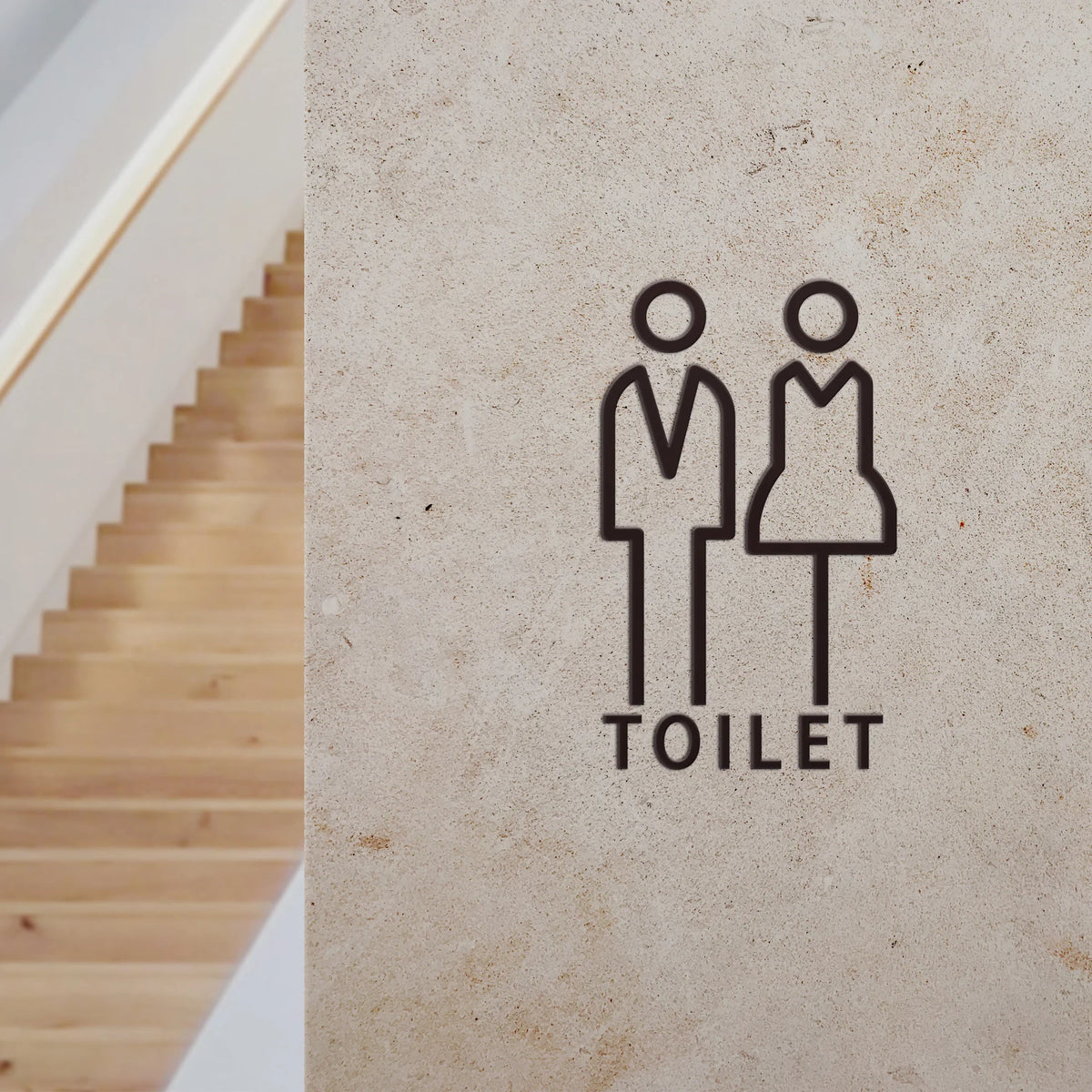plaque porte wc acrylique noire signalisation toilettes hommes femmes autocollant mural moderne minimaliste