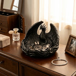 support bijoux forme phoenix rouge or noir relief plumes artisanal decoratif bracelets boucles doreilles