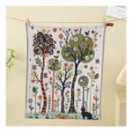 tapisserie coton biologique forêt animaux motifs colorés clips bois moderne artiste