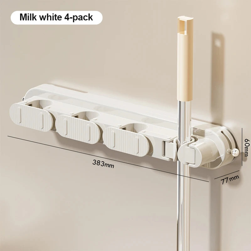 porte balai mural moderne clips fixation balai poignée brosse papier toilette gris beige blanc