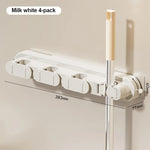 porte balai mural moderne clips fixation balai poignée brosse papier toilette gris beige blanc