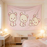 tapisserie cartoon ours mignons rose clair expression différente décoration murale chambre enfant durable machine