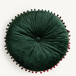 coussin rond bébé moderne motif points vintage fixé vert foncé doux mousse PU polyester