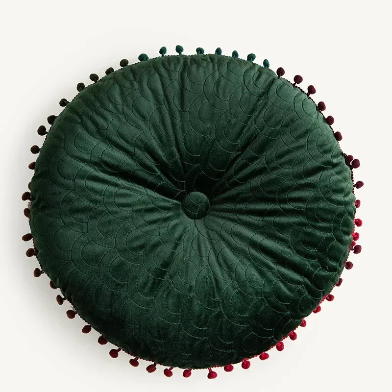coussin rond bébé moderne motif points vintage fixé vert foncé doux mousse PU polyester