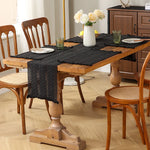 chemin table tressé rustique bohème beige marron blanc franges noel halloween pâques