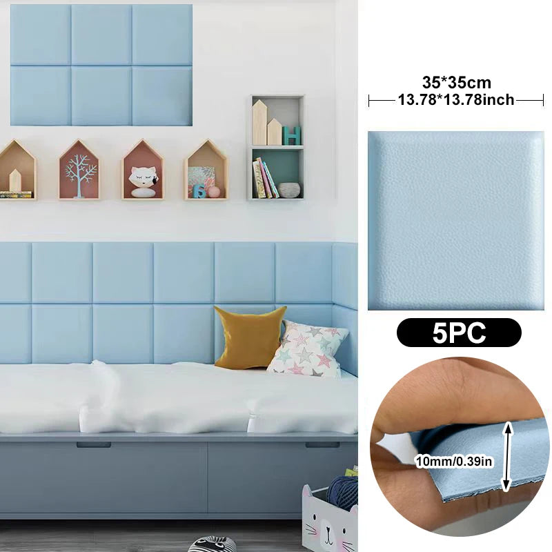 panneaux protection murale adhésifs anti choc modernes bleu clair gris rose pâle vert texture