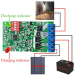 contrôleur solaire batterie lithium circuit imprimé lampe extérieure jardin camping vert électronique led boutons