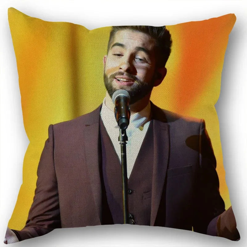 taie d'oreiller carrée 45x45cm moderne motif Kendji Girac imprimé uni côté opaque polyester