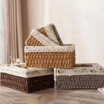 paniers rangement marron clair tissu floral réutilisables stockage maison vintage taille