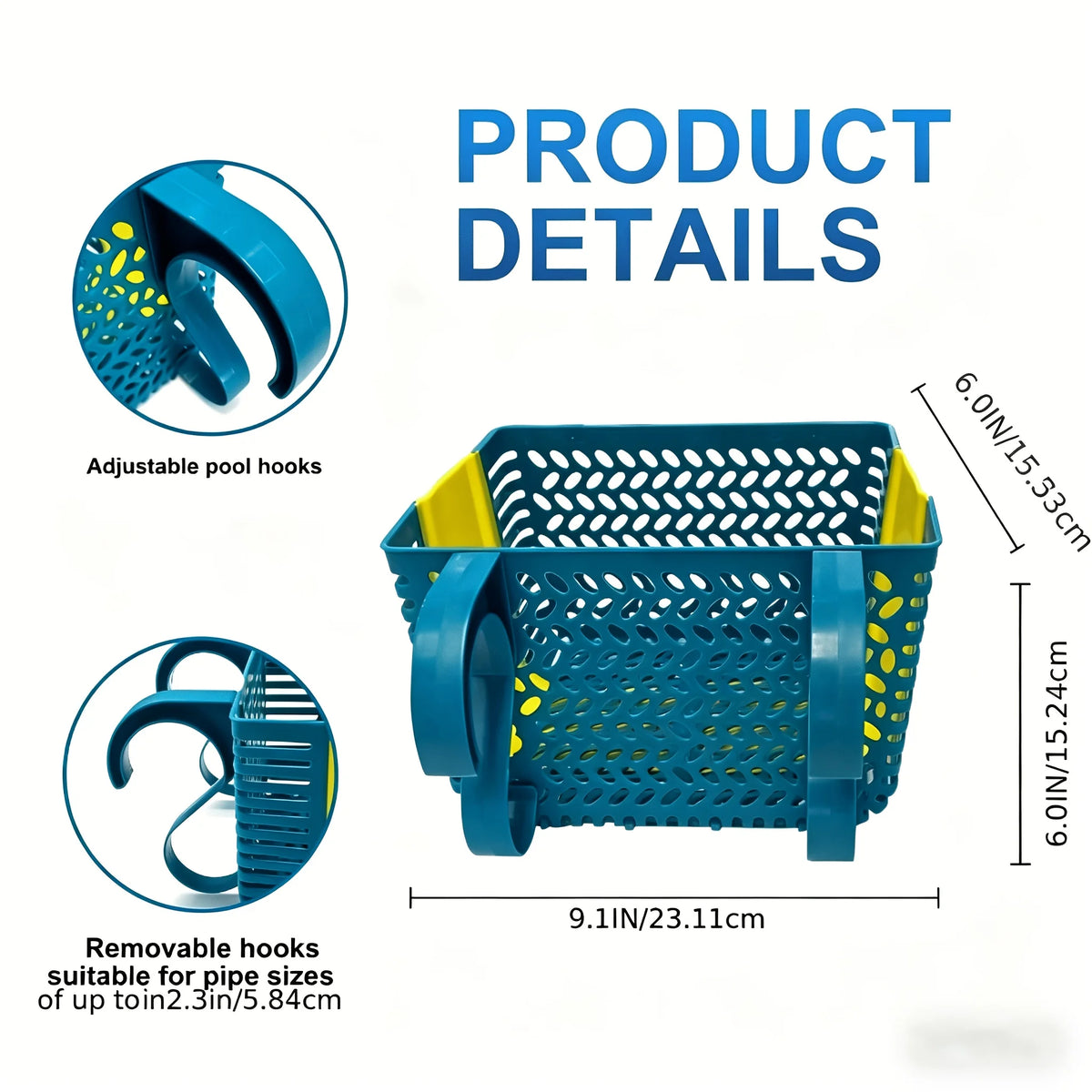 organisateur piscine suspendu bleu perforations feuilles étoiles ventouses crochets transport articles divers moderne