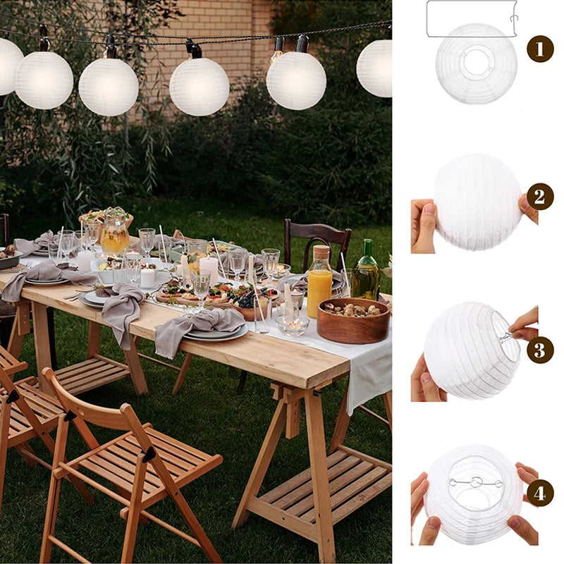 boules papier blanc rayures horizontales modernes mariage anniversaire halloween 20pcs clips