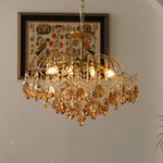 lustre suspension cristal transparent doré lumières classique élégant salon chambre