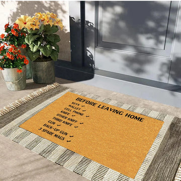 tapis d'entrée caoutchouc antidérapant résistant antibactéries marron texture paille moderne adhésif sol garage porteextérieur