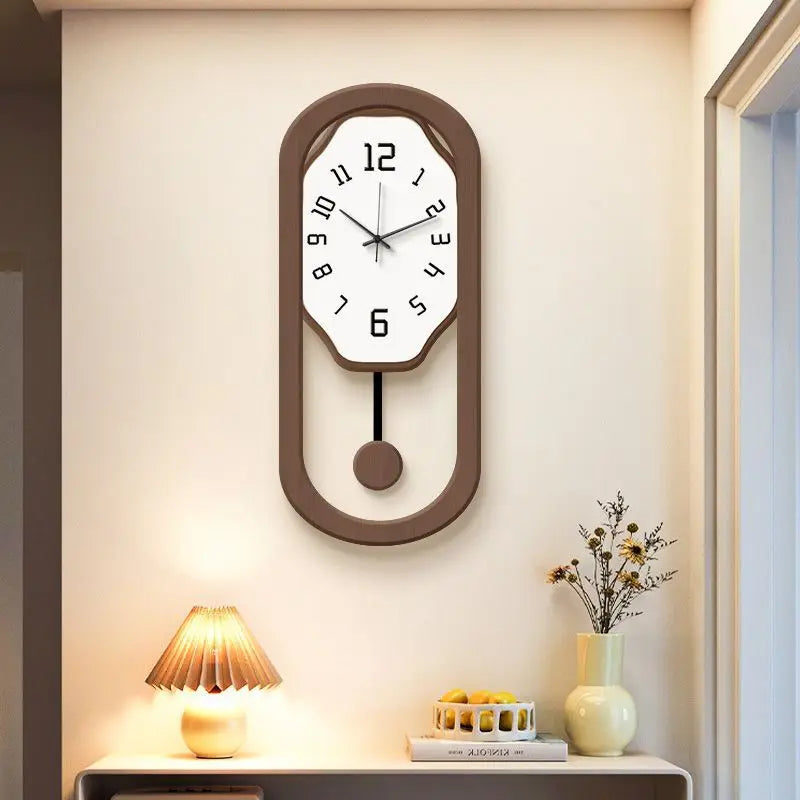 horloge murale moderne quartz balançoire silencieuse bois blanc marron aiguille batterie piles