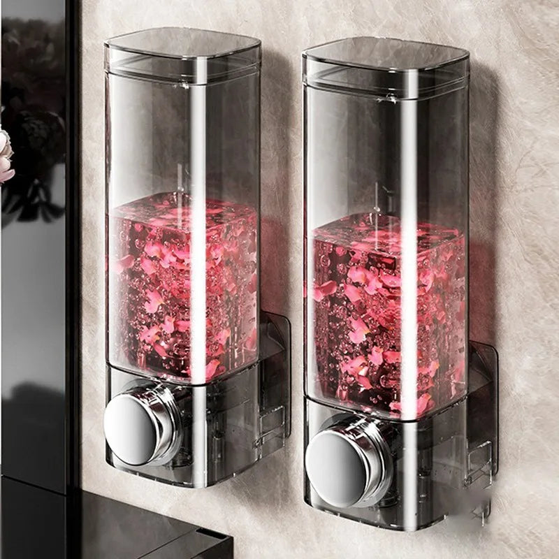 distributeur savon liquide adhésif transparent moderne grey press pump hand soap shower gel body